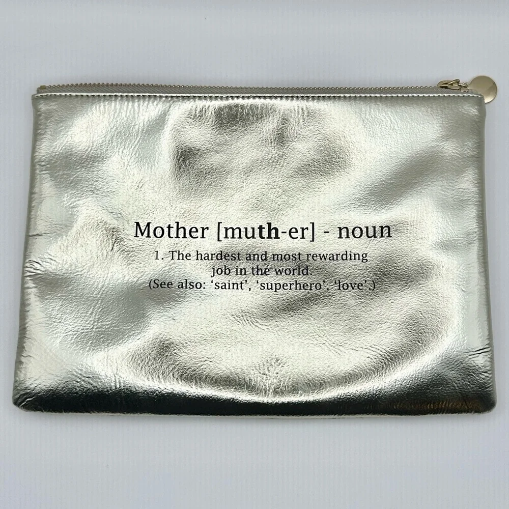 Leather Clutch / Bag Gold Lame Gift for  Mother Halogen